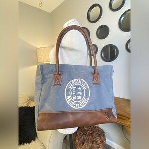 Le Papillon Retro Canvas Leather Large Shoulder Bag